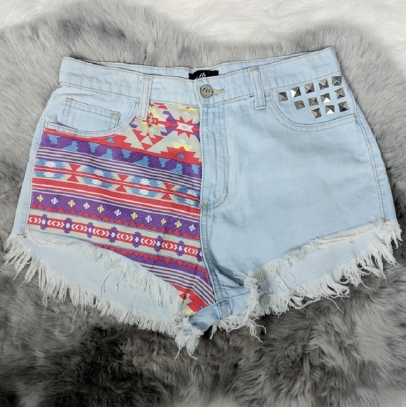 cello Pants - 🆑CELLO JEAN studded high waist short tribal patch